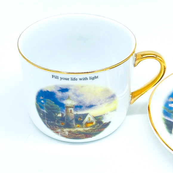 Thomas Kinkade Cup & Saucer Set A Light In The Storm Decorative‎ Teleflora - Picture 5 of 11
